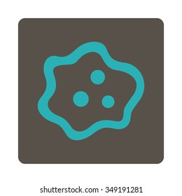Ameba vector icon. Style is flat rounded square button, cyan and grey colors, white background.