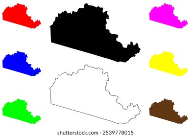 Condado de Amelia, Commonwealth da Virgínia (Condado dos EUA, Estados Unidos da América, EUA, EUA) mapa ilustração vetorial, esboço de rabisco Mapa de Amelia