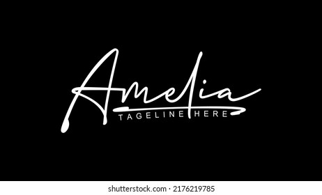 Amelia Signature Logo Design, Stylish Amelia Name Logo, Amelia Name Signature Logo Vector Design.