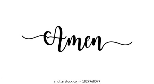 Amem calligraphy text with swashes vector, White Background