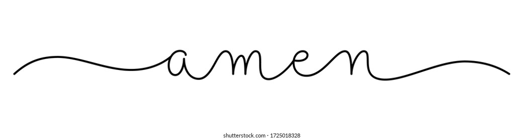 AMEN black vector monoline calligraphy banner with swashes