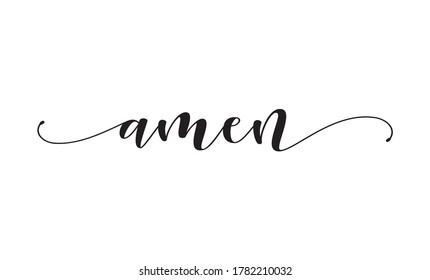 Amen Calligraphy Text With Swashes Vector