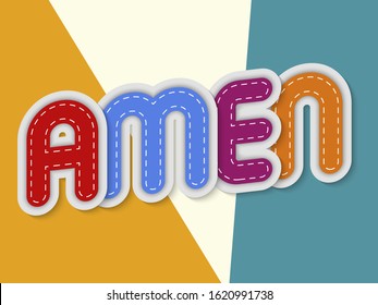 Amen Letters Banner With Border Stitches