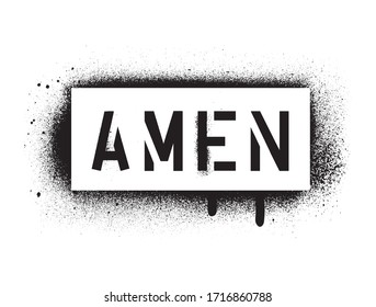 AMEN religious quote. Spray graffiti stencil.