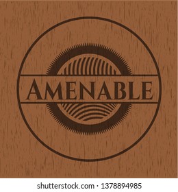Amenable badge with wooden background