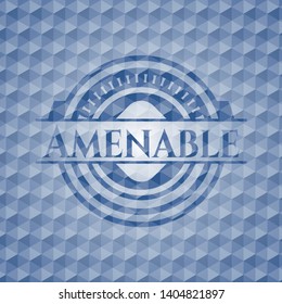 Amenable blue polygonal emblem. Vector Illustration. Detailed.