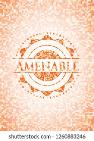 Amenable orange mosaic emblem