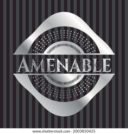 Amenable silvery badge. Vector Illustration. Mosaic. 