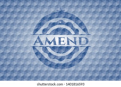 Amend blue polygonal emblem. Vector Illustration. Detailed.