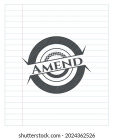 Amend draw with pencil effect. Vector Illustration. Detailed. 