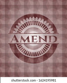 Amend red emblem with geometric pattern. Seamless.