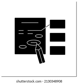 Amendment glyph icon. Minor change or addition to improve deal text. Correction in agreement. Negotiation concept. Filled flat sign. Isolated silhouette vector illustration