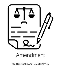 An amendment icon designed in line style 