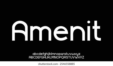Amenit, Minimal modern alphabet fonts. Typography minimalist urban digital fashion future creative logo font. vector illustration
