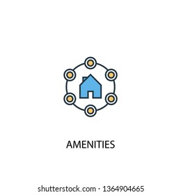Amenities concept 2 colored line icon. Simple yellow and blue element illustration. Amenities concept outline symbol design