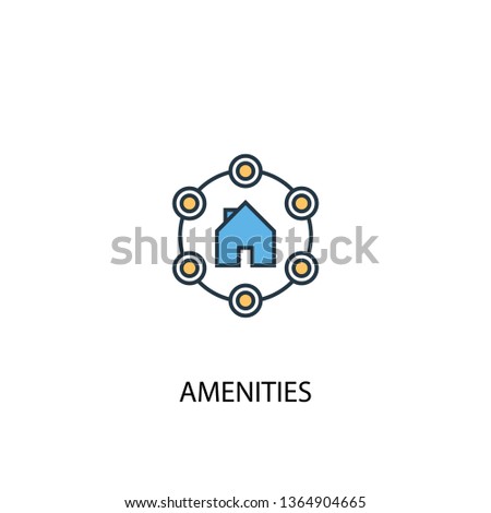 Amenities concept 2 colored line icon. Simple yellow and blue element illustration. Amenities concept outline symbol design