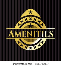 Amenities gold emblem or badge. Vector Illustration. Detailed.