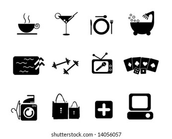 Amenities icons found in hotels and other establishments