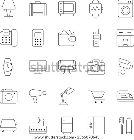 Amenities outline vector icons pack