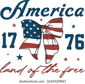 America 1776 Land Of The Free Jesus Christian Coquette 4th of july T shirt Design
