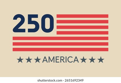 America 250 years anniversary, Number 250 logotype for fourth July. Editable file