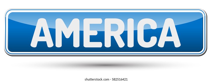 AMERICA - Abstract beautiful button with text.
