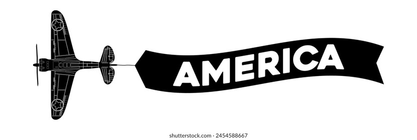 America advertisement banner is attached to the plane