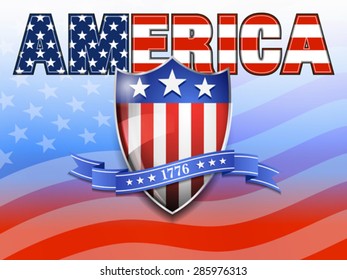 AMERICA American Flag and Shield Background