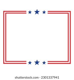 America American Flag Square Frame Banner Badge Design Vector Template