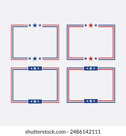 America American Flag Square Frame Banner Badge Design Template