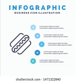 America, American, Hotdog, States Line icon with 5 steps presentation infographics Background. Vector Icon Template background