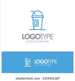 America, American, Lemonade, States Blue Outline Logo Place for Tagline