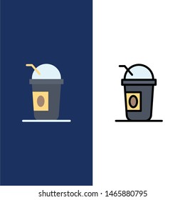 America, American, Lemonade, States  Icons. Flat and Line Filled Icon Set Vector Blue Background. Vector Icon Template background
