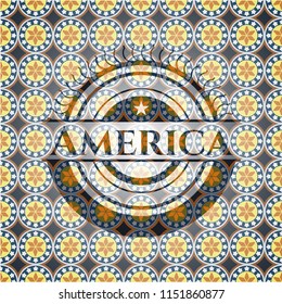 America arabic emblem background. Arabesque decoration.