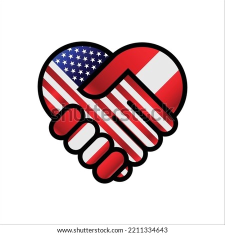 america and austria flags relations Handshake illustration icon. Suitable use to ameican austrian event