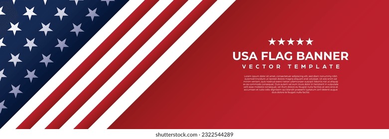 America banner design vector, USA flag background template for celebrate national day, 4th of july, memorial day event