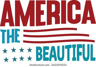  America the Beautiful Typographic T-shirt Design