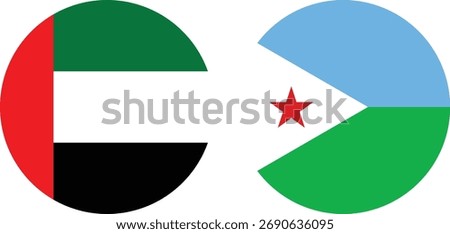 America and bjibouti circular flag vector with transparent background 