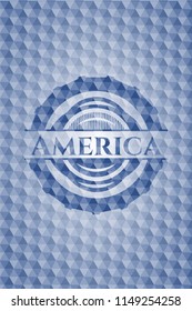 America blue emblem with geometric pattern.