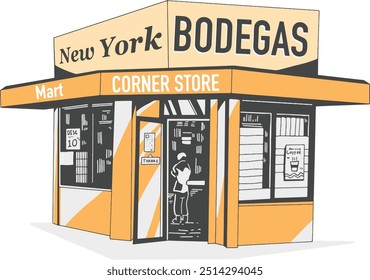 Ilustração da loja da esquina da bodega América