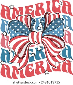 america bow retro style sublimation illustration