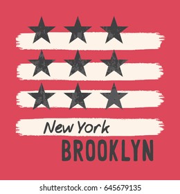 America Brooklyn flag typography, tee shirt graphics, vectors