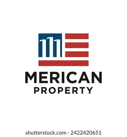 america building logo, property logo design vector