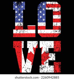 America Canada Flag vector file and t-shirt design