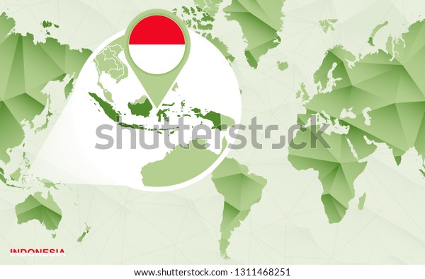 America Centric World Map Magnified Indonesia Royalty Free Stock