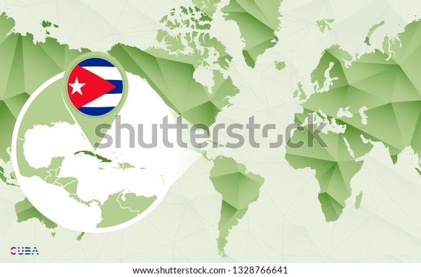 America Centric World Map Magnified Cuba Stock Vector Royalty