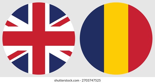 America circular flag and Chad circular flag vector with the gray colour background 