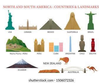 America Continent and Australia Countries Landmarks, Famous Place, Buildings, Travel and Tourist Attraction