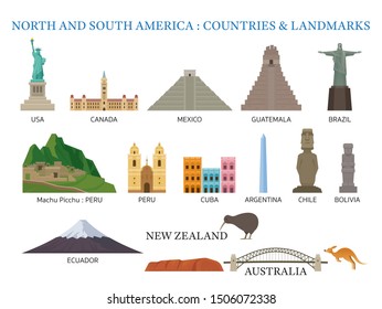 Amerika Kontinent und Australien Länder Wahrzeichen, berühmter Ort, Gebäude, Reisen und Touristen Attraktion