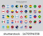 America Continent Countries flag icons collection